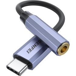 BENFEI USB-C to 3.5MM Adapter, With Dac, Female Headphone Jack In Grey