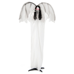 GYMAX 6.6Ft Halloween Animatronic Standing Angel Holding Book Haunted House Decoration