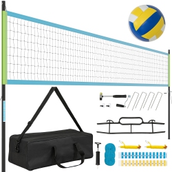 GYMAX Portable Outdoor Volleyball Net Set Height Adjustable Poles Anti-Sag In Green