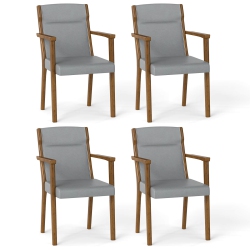 COSTWAY 2/4 PCs Mid-Century Modern Dining Chairs Upholstered Wooden Accent Chairs With Headrest