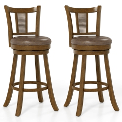 COSTWAY Set Of 2/4 Bar Stools 30" Swivel Bar Chairs With Pe Rattan Backrest & Footrest