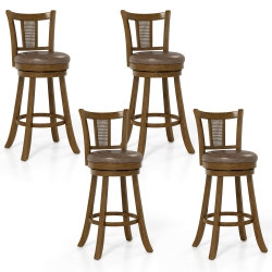 COSTWAY Set Of 2/4 Bar Stools 30" Swivel Bar Chairs With Pe Rattan Backrest & Footrest