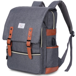 MEIDALE Vintage Laptop Backpack for Women Men | Travel Backpacks With USB Charging Port | Fashion Backpack Fits 15.6" - Notebook In Grey