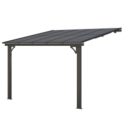AECOJOY 10' X 10' Large Wall-Mounted Gazebo, Adjustable Height Outdoor Gazebo Pergola for Patio