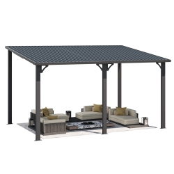 AECOJOY 14' X 10' Hardtop Gazebo Outdoor Pergola, Heavy Duty Lean to Metal Pergolas And Gazebos Clearance