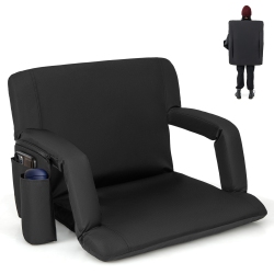 COSTWAY 1 PCs Stadium Seat for Bleachers Bleacher Chair With 6 Adjustable Positions Back Support In Black