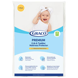 Graco Premium Waterproof Crib & Toddler Mattress Protector - 1-Pack - White