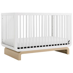 Storkcraft Santorini Deluxe 5-In-1 Convertible Crib - White with Driftwood