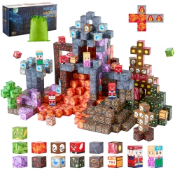 VEVOR 150 PCs Magnetic Blocks, Dark Castle Set, Magnetic Building Cubes for Kids, Stem Montessori Sensory Toys for Christmas Birthday