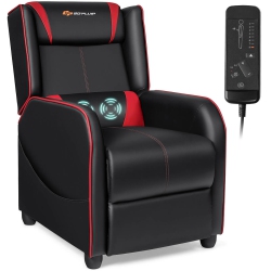 COSTWAY Goplus Massage Gaming Recliner Chair Single Living Room Sofa Home Theater Seat