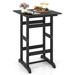 COSTWAY Outdoor Bar Table All Weather HDpe Patio Table With Wood Grains Bistro Table Brown/black/gray/navy