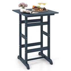 COSTWAY Outdoor Bar Table All Weather HDpe Patio Table With Wood Grains Bistro Table Brown/black/gray/navy
