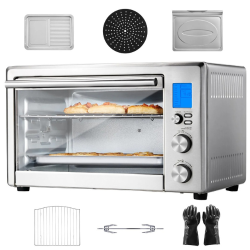 VEVOR 28L Countertop Convection Oven, 10-In-1 Toaster Oven & Baker, 1800W, Lcd Touchscreen, 360° Hot Air Circulation, Large Capacity for Home