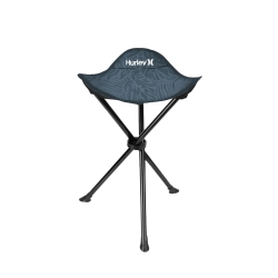 HURLEY Foldable Grey And Design Tri-Leg Stool With Travel Bag In Black