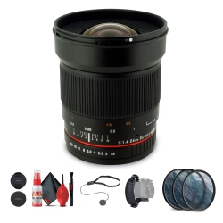 ROKINON 24MM F/1.4 Ed As Umc Wide-Angle Lens for Sony Bundle