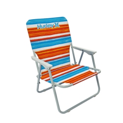 HURLEY Single Position Blue And Design Beach Chair In Red