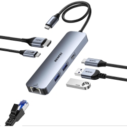 BENFEI 6-In-1 USB C Hub, HDMI 4K60Hz, 2XUSB-A, USB-C Data, 100W Pd, Gigabit Ethernet
