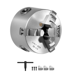 VEVOR 3 Inch (80 Mm) 3-Jaw Lathe Chuck, Self-Centering Chuck, 0.08-2.48In (2-63 Mm) Clamping Range \w T-Key Fixing Screws Reversible Jaws, Ht300