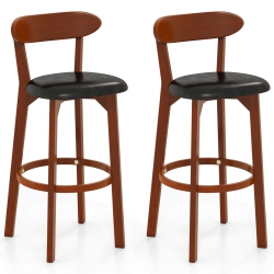 COSTWAY 30.5" Bar Stool Set Of 2/4 With Curved Backrest & Footrest Counter Height Stools