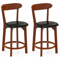 COSTWAY 23.5" Bar Stool Set Of 2/4 With Curved Backrest & Footrest Counter Height Stools