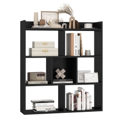 COSTWAY 1 PCs 7-Cube Bookcase 3-Tier Open Storage Shelf With Anti-Tipping Kits for Living Room In Black