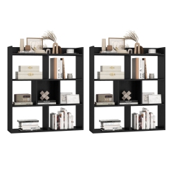 COSTWAY 2 PCs 7-Cube Bookcase Open Storage Shelf With Anti-Tipping Kits for Living Room In Black