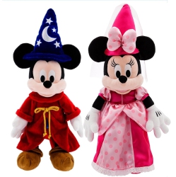DISNEY Store Official Fantasia Collection: Set 22-Inch Sorcerer Mickey Mouse Plush - Authentic & 23-Inch Minnie Mouse Princess Plush, Soft & Cuddly