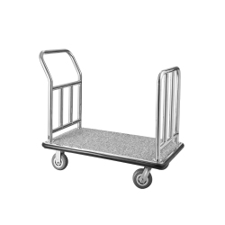 VEVOR 750 Lbs Load Capacity Hotel Luggage Cart, Deluxe Platform Truck \w Removable Front Frame, Valet Cart \w Carpeted Deck And 6-Inch Rubber