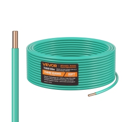VEVOR 50Feet 10 Awg Solid Thhn Wire, 100% Ofc Copper Electrical Building Wire \w Nylon Jacket Pvc Insulation, Rated for Up to 600 Volts, Heavy-Duty For