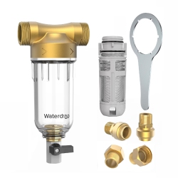 WATERDROP - 40-50 Micron Spin Down Sediment Filter, Backwash Whole House Water Filter System for Well/city Water