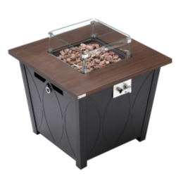 ZACHVO 28-Inch Square Patioflame Tables -50000 Btu Burner- & Black In Brown