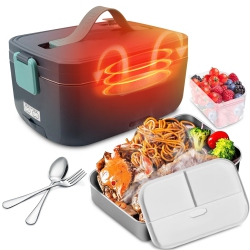 MYACUC Adult Electric Lunch Box, 3.0L Fast Heating Double Layer Lunch Box, Portable Food Heater for Car, Truck, Office, Home, And Travel