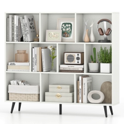 COSTWAY 7/8/10/10 Cube 31.5"/39.5"/47"/55" Bookcase With 4/5 Metal Legs 2 Anti-Tip Devices Display Cabinet Rack