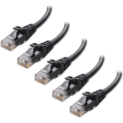 GENERIC Cable Matters 10GBps 5-Pack Snagless Short Cat 6 Ethernet Cable 1 Ft (Cat 6 Cable, Cat6 Cable, Internet Cable, Network Cable) In In Black