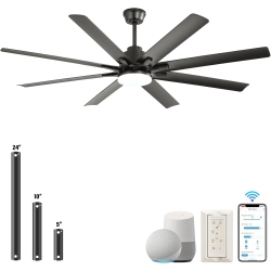 SOFUCOR Extra Large 66 Inch Smart Ceiling Fan & Light App Remote Control 8-Blades Cooling 8 Arm Modern Ceiling Fan