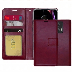 CSMART [Cs] Magnetic Card Slot Leather Folio Wallet Flip Case Cover for Motorola Moto G Stylus 5G 2025, Wine