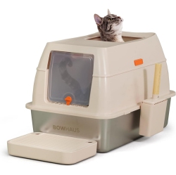 CAPHAUS Xl 3 In 1 Enclosed Stainless Steel Cat Litter Box W/lid, Extra Large High Sided Metal Cat Litter Pan, High Sided Steel Litter Box W/scoop