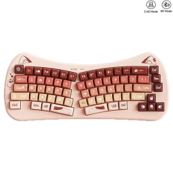 THE WAY Bow-Shaped Ergonomic Keyboard, Cute Cat Alice Keyboard, Dual-Mode Wireless 2.4G Bluetooth 5.0, Rechargeable, Compact, 68-Key Multi-Device