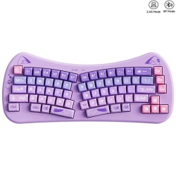 THE WAY Bow-Shaped Ergonomic Keyboard, Cute Cat Alice Keyboard, Dual-Mode Wireless 2.4G Bluetooth 5.0, Rechargeable, Compact, 68-Key Multi-Device