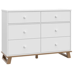 Storkcraft Modern 6-Drawer Kid Dresser - White with Vintage Driftwood