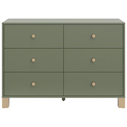 Storkcraft California 6-Drawer Kid Dresser - Olive with Driftwood