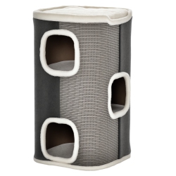 PAWHUT 4-Story Barrel Shaped Cat Condo, 29" Large Cat House for Indoor \w Scratching Surface, Removable Soft Top Plush Bed, 3 Hideaways, Kitty Cave
