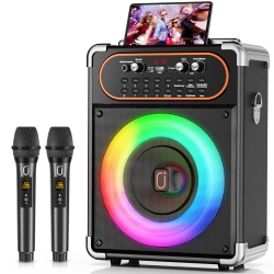 FANFUN Portable Bluetooth Speaker, Wireless Speaker System With 2 Mics, Party Speaker With Led Lights for Outdoor/ Indoor, S68