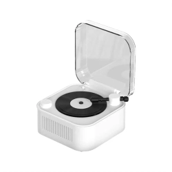THE WAY Retro Turntable Wireless Bluetooth Speaker Portable Card Mini Record Player Desktop Hifi Sound Rotating Record - In White