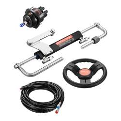 VEVOR 90HP Hydraulic Outboard Steering Kit, Marine Boat Hydraulic Steering System \w 13.5-Inch Steering Wheel, Helm Pump, Hydraulic Cylinder & 2PCs