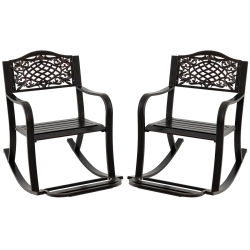 COSTWAY 1/2 PCs Patio Rocking Chair Outdoor Cast Aluminum Rocker With Footrest & Backrest