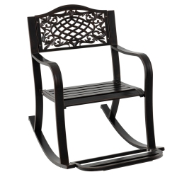 COSTWAY 1/2 PCs Patio Rocking Chair Outdoor Cast Aluminum Rocker With Footrest & Backrest