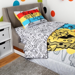 EXPRESSIONS Spongebob Squarepants Twin Bedding Set – 4 Piece Kids Set With Comforter, Fitted Sheet, Flat Sheet & Pillowcase