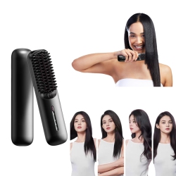 MYACUC Portable Wireless Hair Straightener, Cordless Hair Straightener Brush Electric Hair Straightening Comb USB Rechargeable Portable Hair Brush