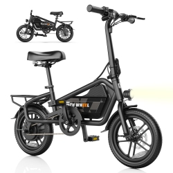 5TH WHEEL 650W Powerful Folding E-Bike: 40Km Range, 32Km/h Speed, Dual Disc Brakes & Built-In Light for Urban Commutes